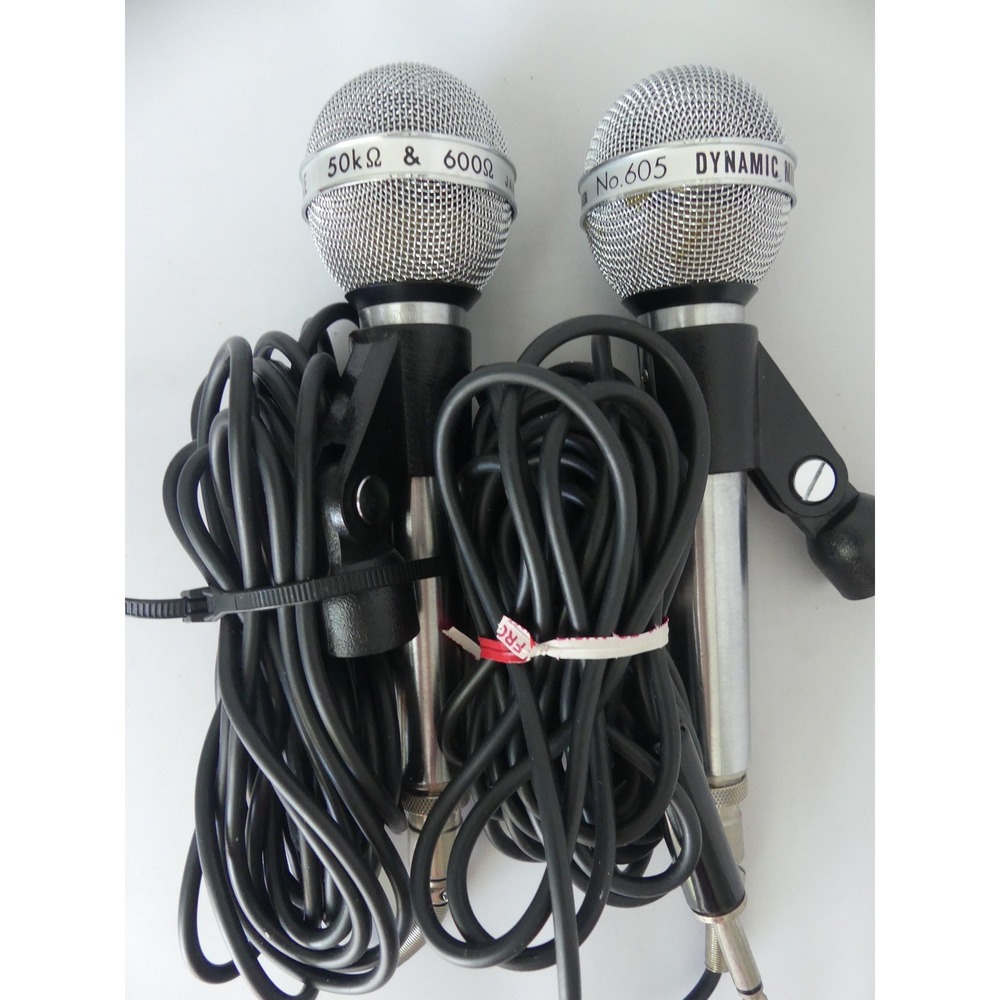 Vtg Arista No. 605 Dynamic Microphones Japan Dual Impedance Lot of 2 Untested